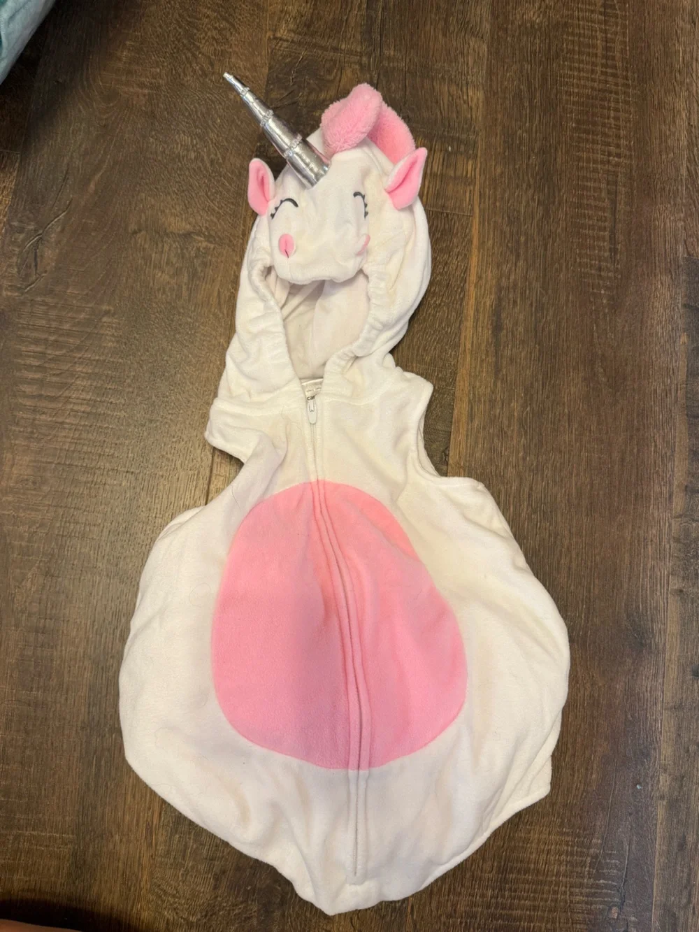 Carter's Cream and Pink Plush Hooded Animal Romper